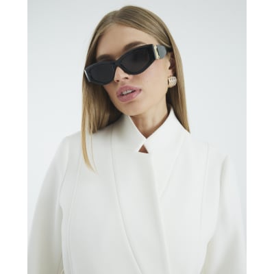 Cream Notch Collar Belted Wrap Coat