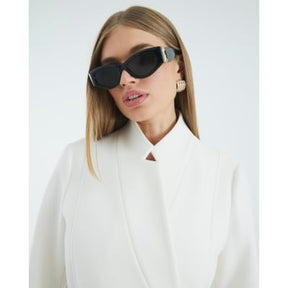 Cream Notch Collar Belted Wrap Coat