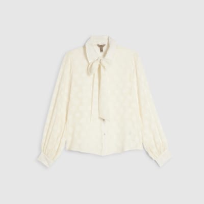 Cream Organza Polka Dot Blouse