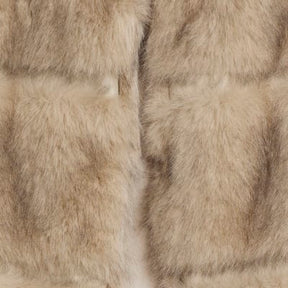 Cream Panelled Faux Fur Coat