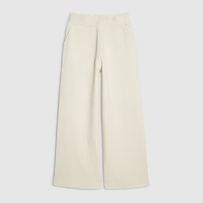 Cream Petite Jacquard Wide Trouser