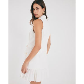 Cream Pleated Hybrid Mini Dress