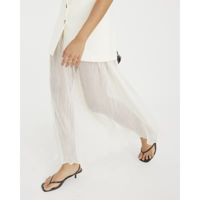 Cream Plisse Sleeveless Waistcoat Maxi Dress