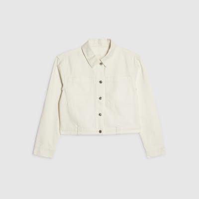 Cream Pocket Front Denim Jacket