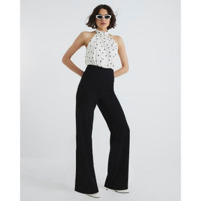 Cream Polka Dot Halter Neck Jumpsuit