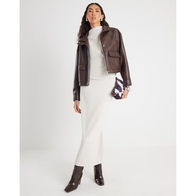 Cream Premium High neck short sleeve Top