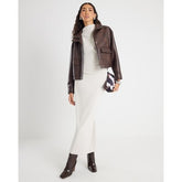 Cream Premium High neck short sleeve Top