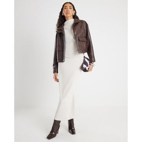 Cream Premium High neck short sleeve Top