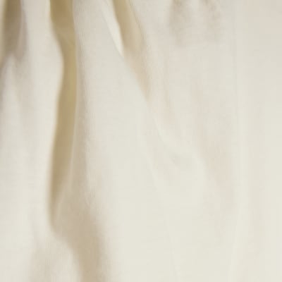 Cream Premium Ruched Shoulder T-shirt