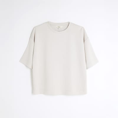 Cream Premium Short Sleeve Boxy T-shirt