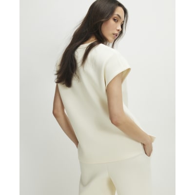 Cream Premium Short Sleeve Twill Top
