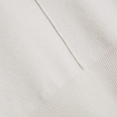 Cream Ribbed Roll Neck Sleeveless Top