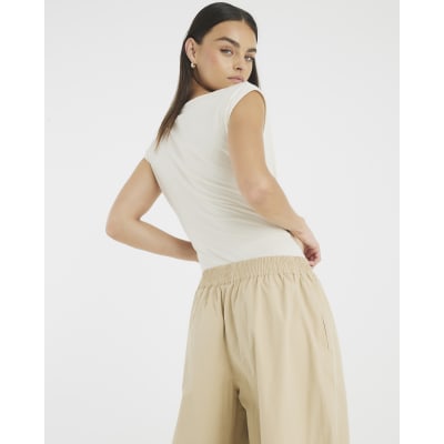 Cream Ruched T-Shirt