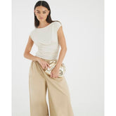 Cream Ruched T-Shirt