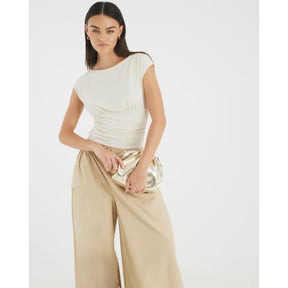 Cream Ruched T-Shirt