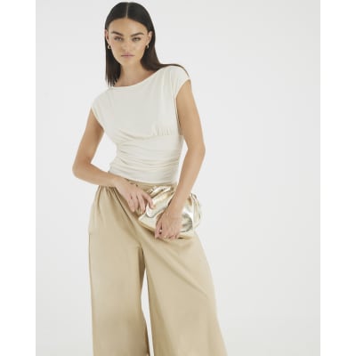 Cream Ruched T-Shirt