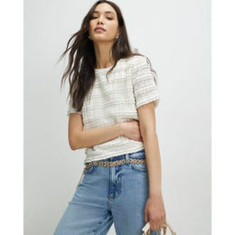 Cream Ruffle Textured Top