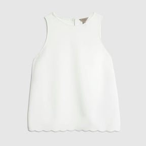 Cream Scallop Trim Tank Top