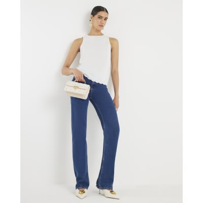 Cream Scallop Trim Tank Top