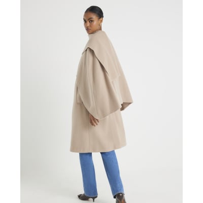Cream Scarf Cape Coat