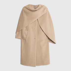 Cream Scarf Cape Coat
