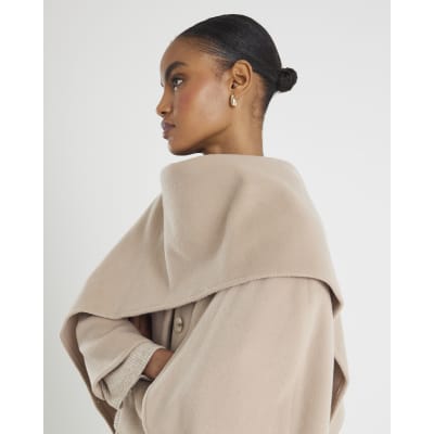 Cream Scarf Cape Coat