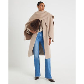 Cream Scarf Cape Coat