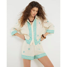 Cream Sequin Embellished Shirt