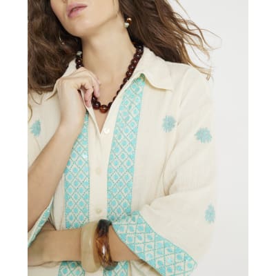 Cream Sequin Embellished Shirt