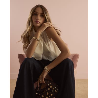 Cream Sheer Pussybow Neck Tie Blouse