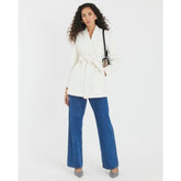 Cream Short Belted Wrap Coat