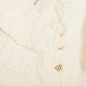 Cream Short Puff Sleeve Cropped Button Up Top