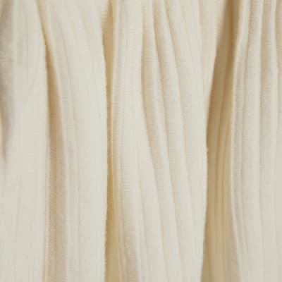 Cream Short sleeve Belted Pleat Top