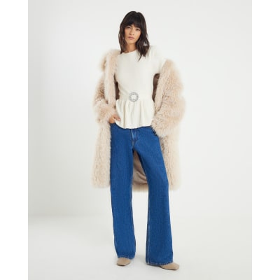 Cream Short sleeve Belted Pleat Top