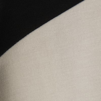 Cream Short Sleeve Colour Block High Neck Top