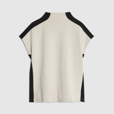 Cream Short Sleeve Colour Block High Neck Top