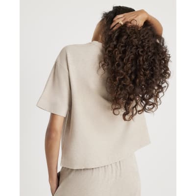 Cream Short Sleeve Cosy Boxy T-Shirt