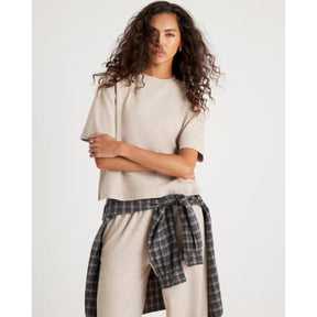 Cream Short Sleeve Cosy Boxy T-Shirt