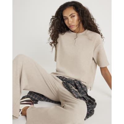 Cream Short Sleeve Cosy Boxy T-Shirt