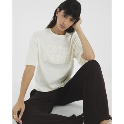 Cream Short Sleeve Cote D'Azur T-shirt