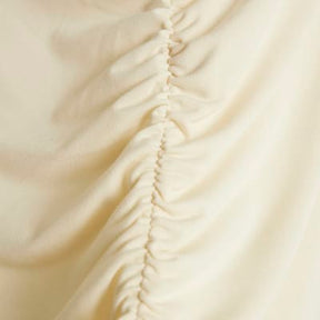 Cream Short Sleeve Cowl Neck Top