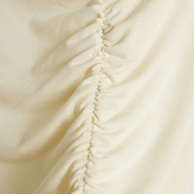 Cream Short Sleeve Cowl Neck Top