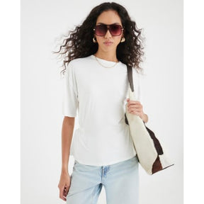 Cream Short Sleeve Elasticated Waist T-shirt