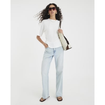Cream Short Sleeve Elasticated Waist T-shirt