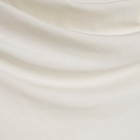Cream Short Sleeve High Neck Drape Top