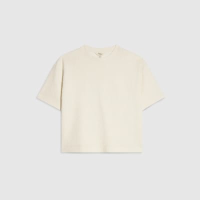 Cream Short Sleeve Jacquard Texture T-Shirt