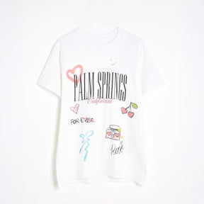 Cream Short Sleeve Palm Springs Print T-shirt