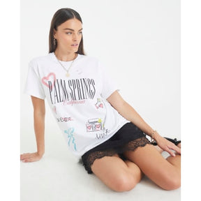 Cream Short Sleeve Palm Springs Print T-shirt
