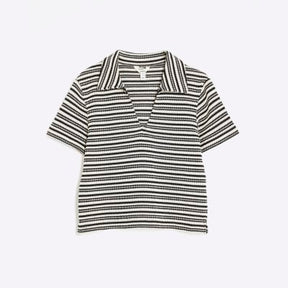 Cream Short Sleeve Stripe Polo Shirt