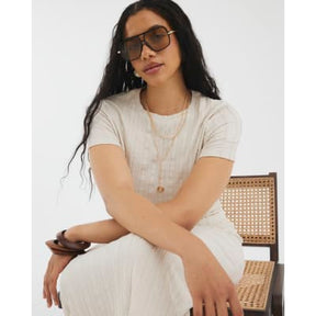 Cream Short Sleeve Textured T-shirt